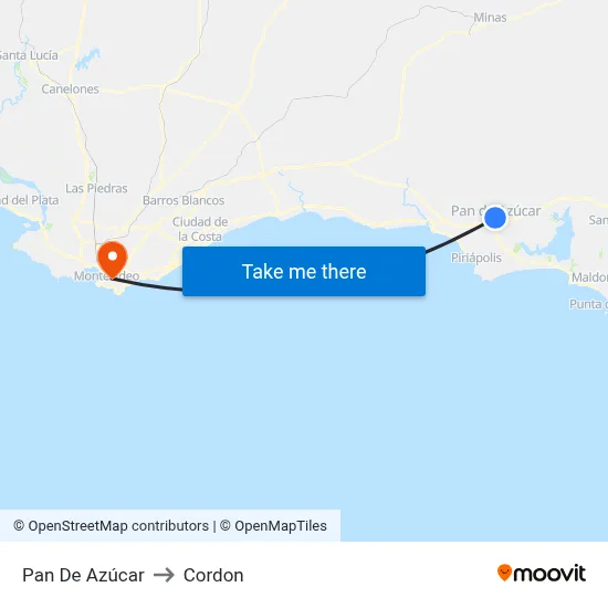 Pan De Azúcar to Cordon map
