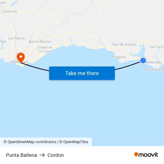 Punta Ballena to Cordon map