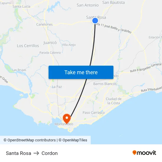 Santa Rosa to Cordon map