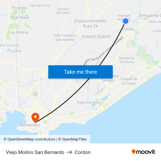 Viejo Molino San Bernardo to Cordon map