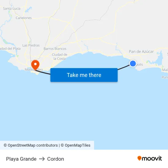 Playa Grande to Cordon map