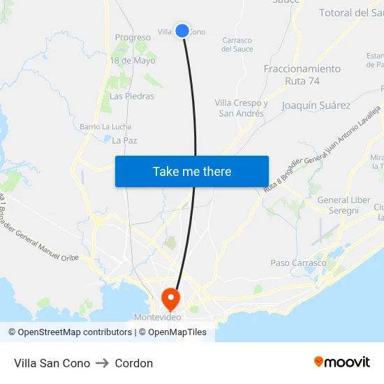Villa San Cono to Cordon map