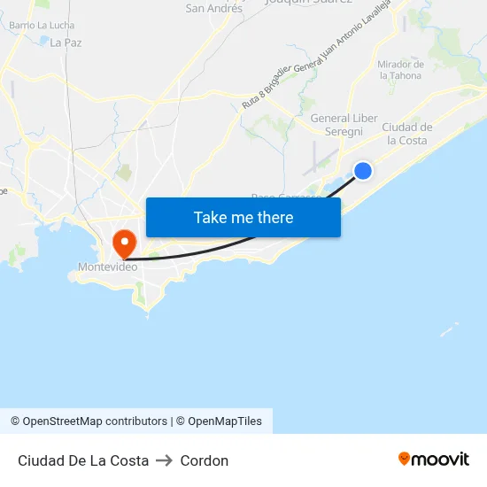 Ciudad De La Costa to Cordon map