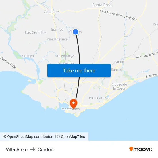 Villa Arejo to Cordon map