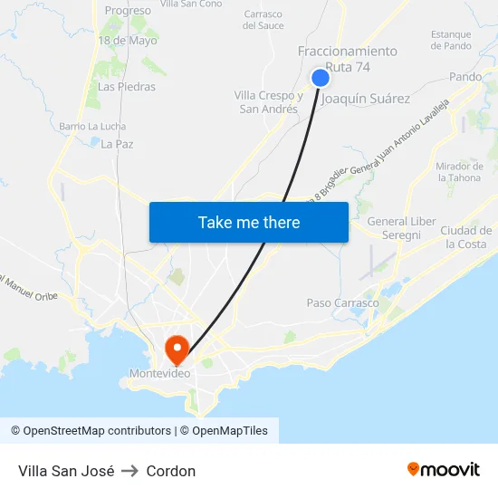 Villa San José to Cordon map