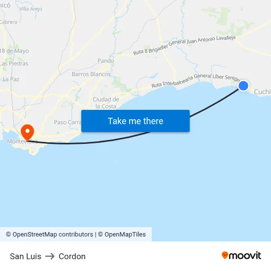 San Luis to Cordon map