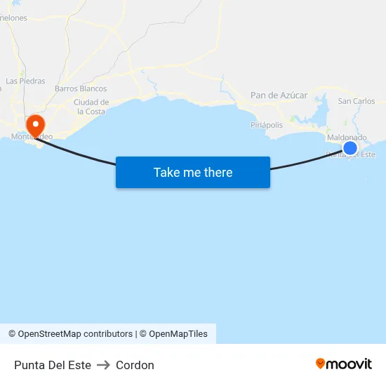 Punta Del Este to Cordon map