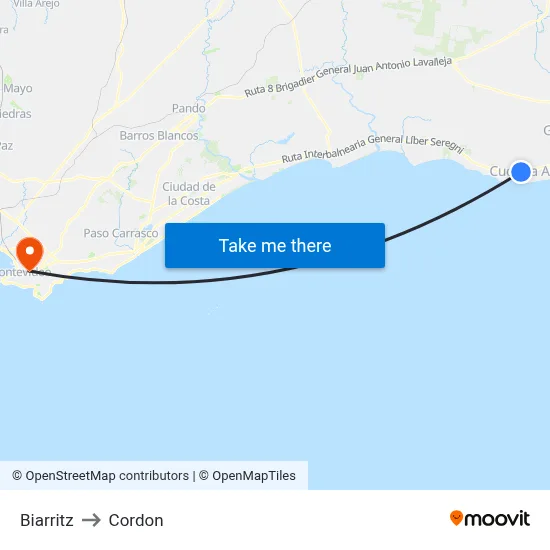 Biarritz to Cordon map