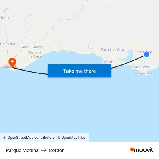 Parque Medina to Cordon map