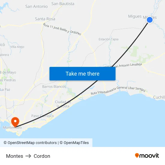 Montes to Cordon map