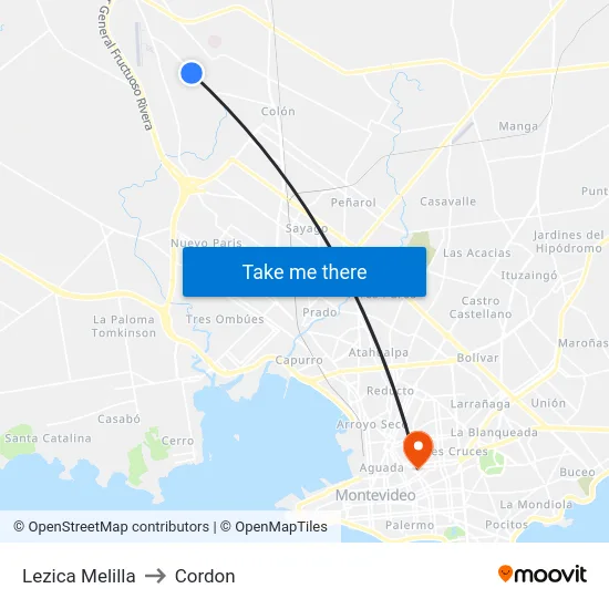 Lezica Melilla to Cordon map