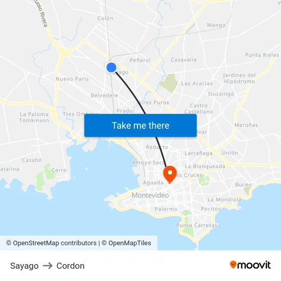 Sayago to Cordon map