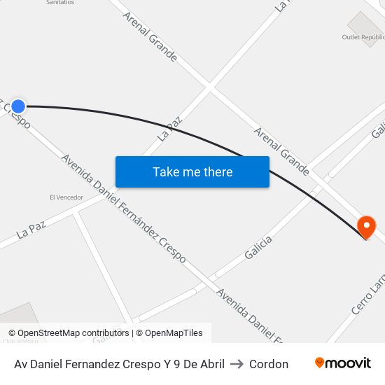 Av Daniel Fernandez Crespo Y 9 De Abril to Cordon map