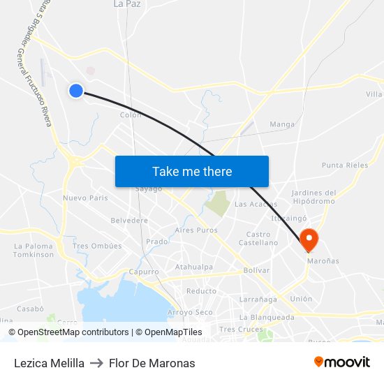 Lezica Melilla to Flor De Maronas map