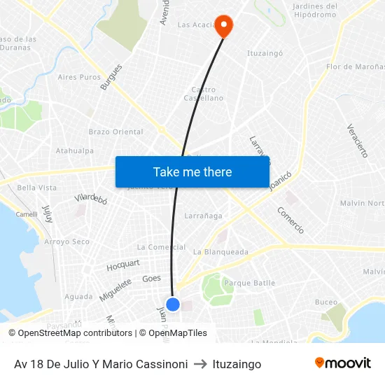 Av 18 De Julio Y Mario Cassinoni to Ituzaingo map
