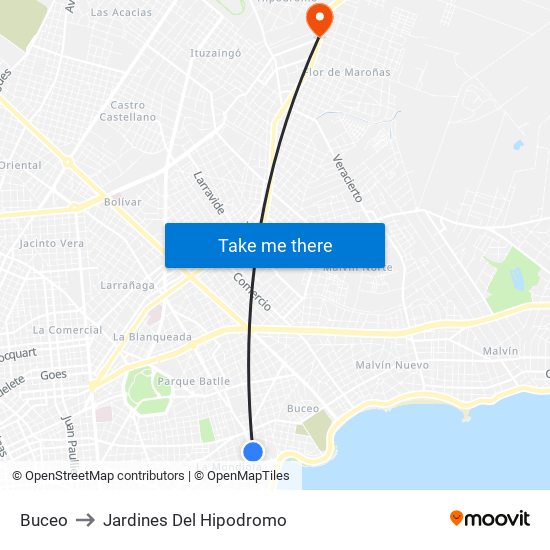 Buceo to Jardines Del Hipodromo map