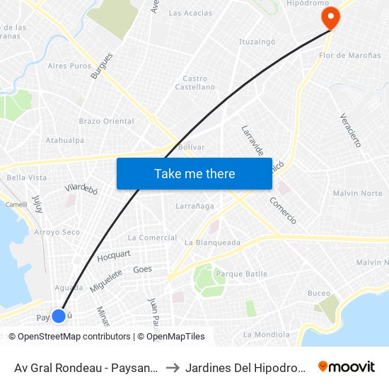 Av Gral Rondeau - Paysandu to Jardines Del Hipodromo map