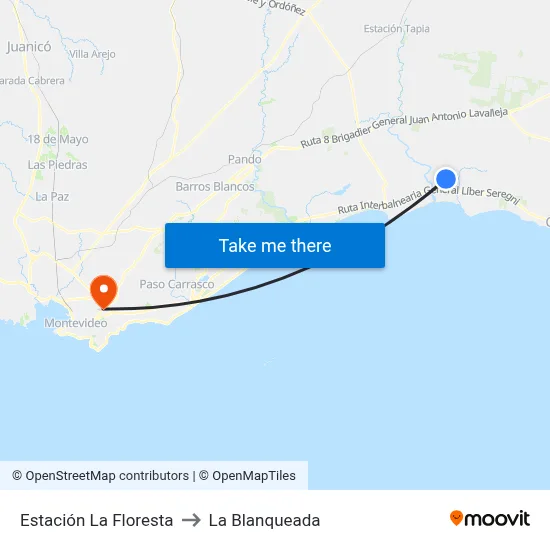 Estación La Floresta to La Blanqueada map