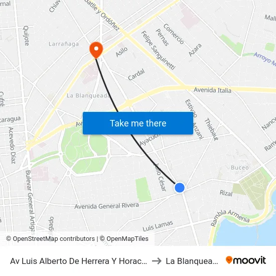 Av Luis Alberto De Herrera Y Horacio to La Blanqueada map