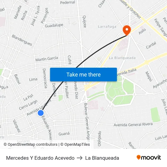 Mercedes Y Eduardo Acevedo to La Blanqueada map