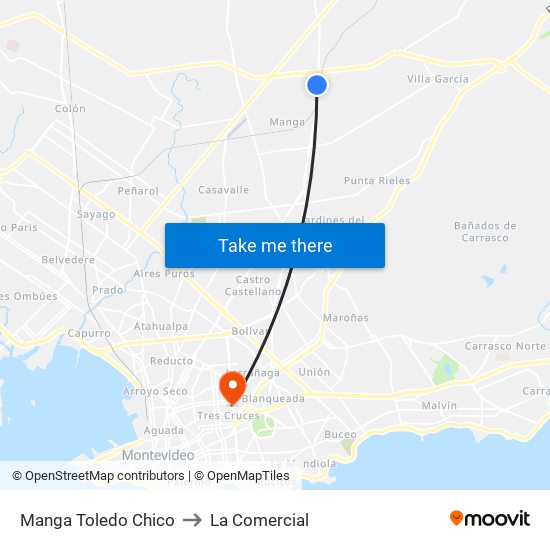 Manga Toledo Chico to La Comercial map