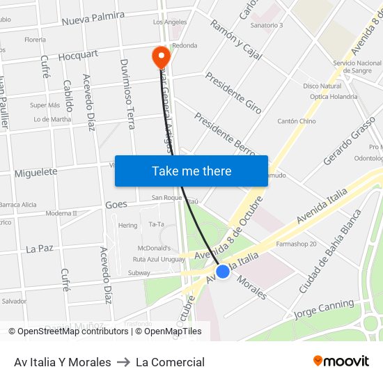 Av Italia Y Morales to La Comercial map