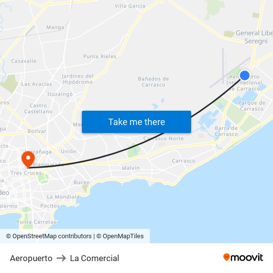 Aeropuerto to La Comercial map