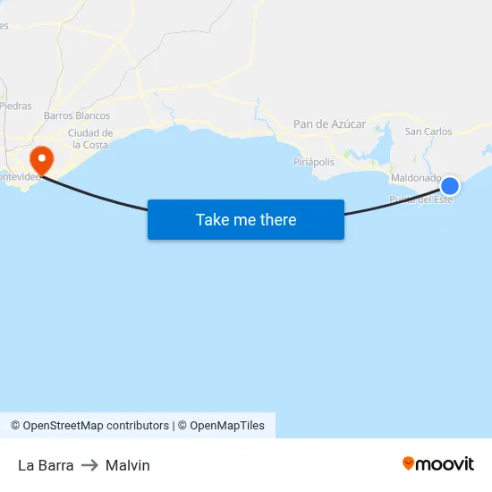 La Barra to Malvin map