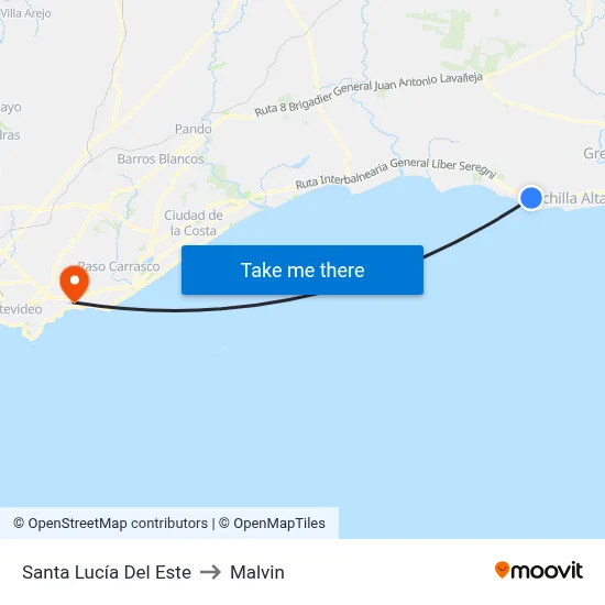 Santa Lucía Del Este to Malvin map