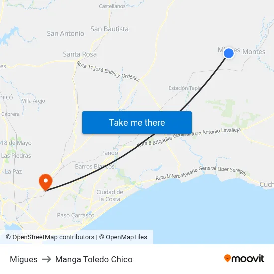 Migues to Manga Toledo Chico map