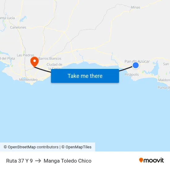 Ruta 37 Y 9 to Manga Toledo Chico map