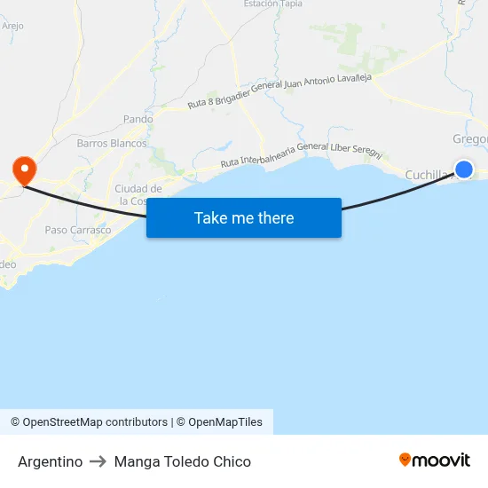 Argentino to Manga Toledo Chico map