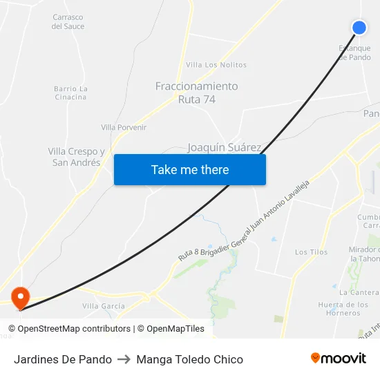 Jardines De Pando to Manga Toledo Chico map