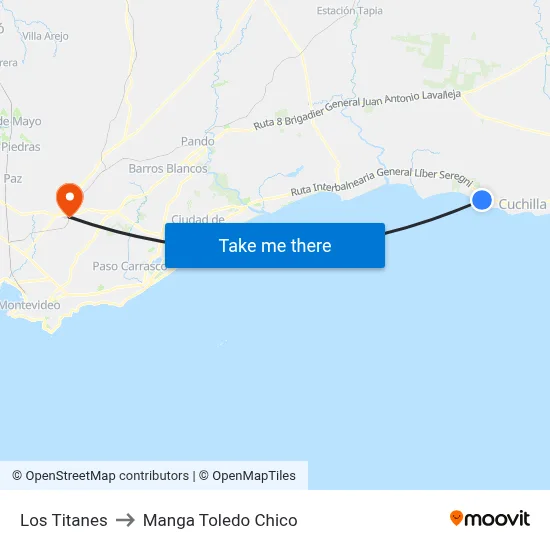 Los Titanes to Manga Toledo Chico map