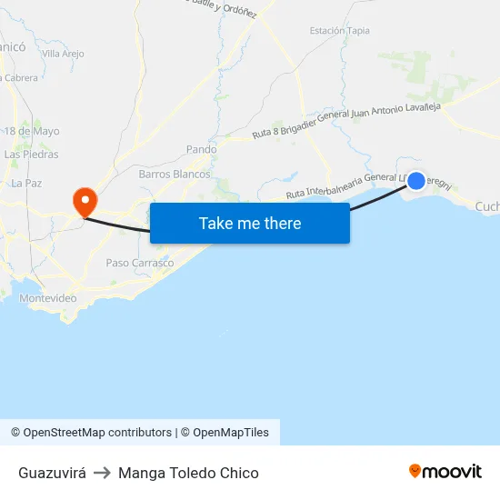 Guazuvirá to Manga Toledo Chico map