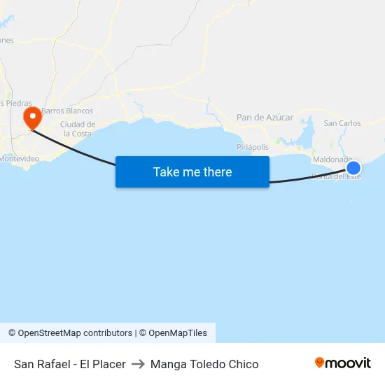 San Rafael - El Placer to Manga Toledo Chico map