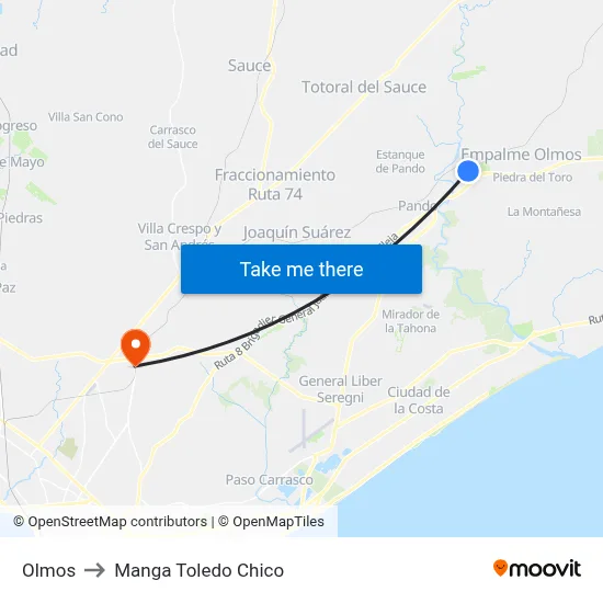 Olmos to Manga Toledo Chico map