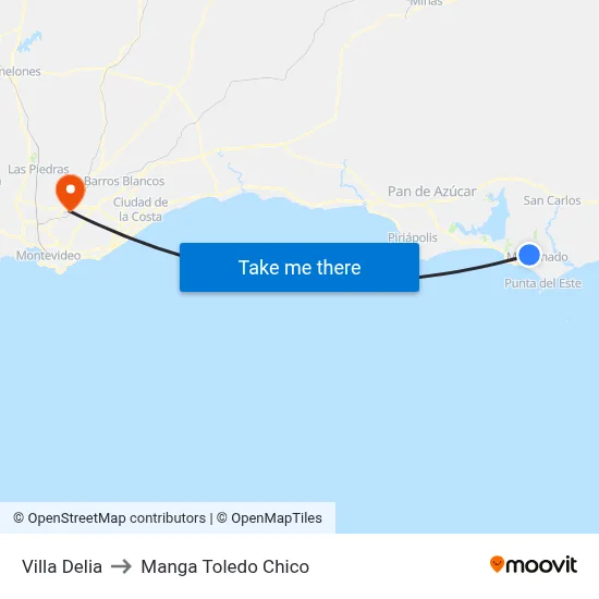 Villa Delia to Manga Toledo Chico map