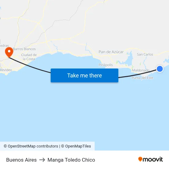 Buenos Aires to Manga Toledo Chico map