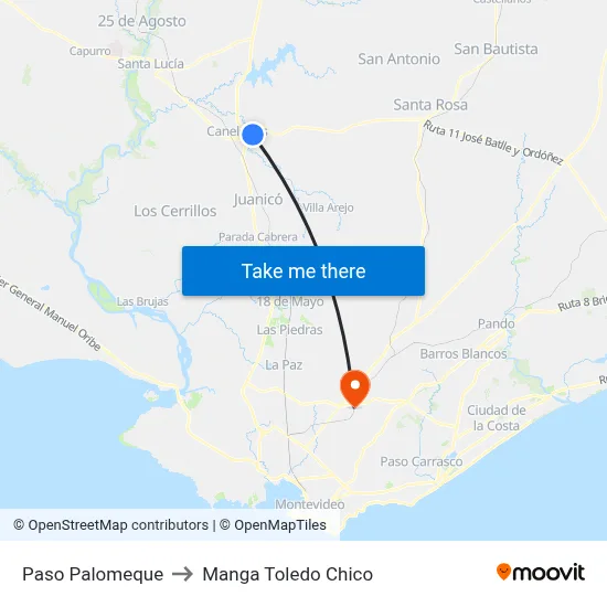 Paso Palomeque to Manga Toledo Chico map