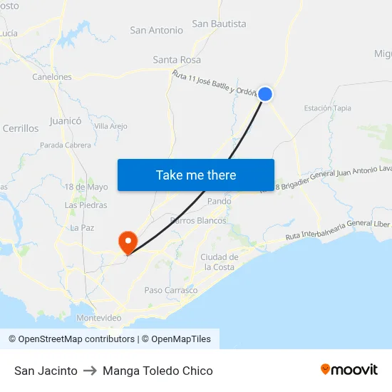 San Jacinto to Manga Toledo Chico map