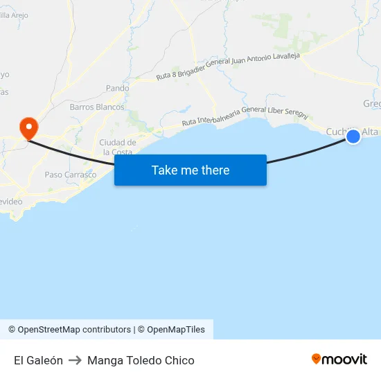 El Galeón to Manga Toledo Chico map