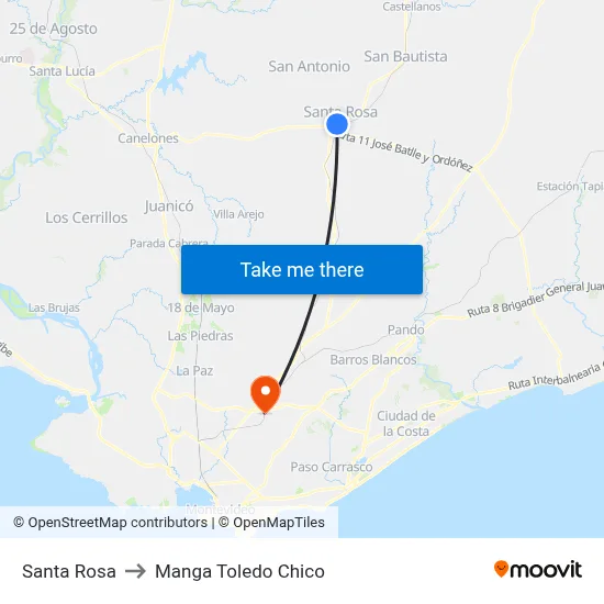 Santa Rosa to Manga Toledo Chico map