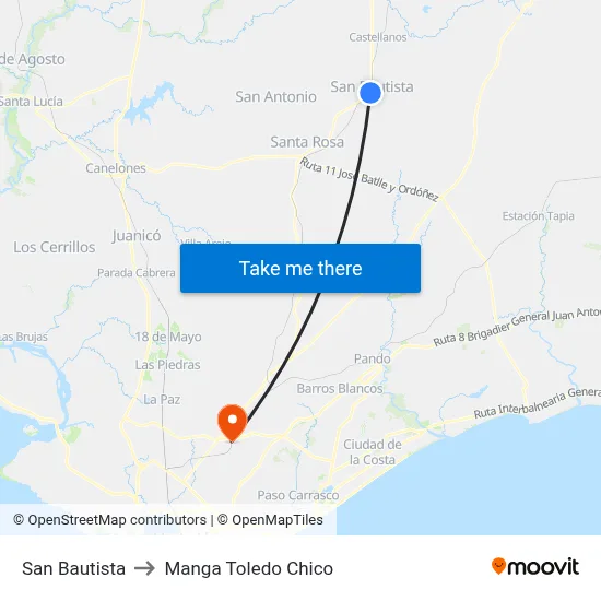 San Bautista to Manga Toledo Chico map