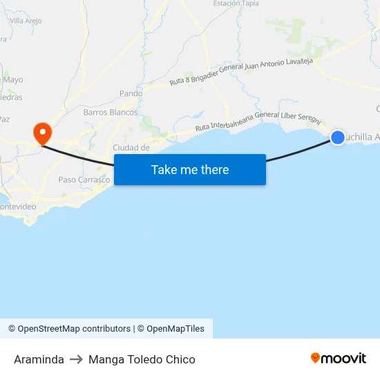 Araminda to Manga Toledo Chico map