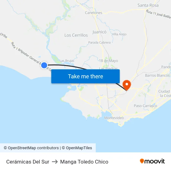 Cerámicas Del Sur to Manga Toledo Chico map