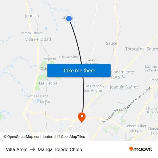 Villa Arejo to Manga Toledo Chico map