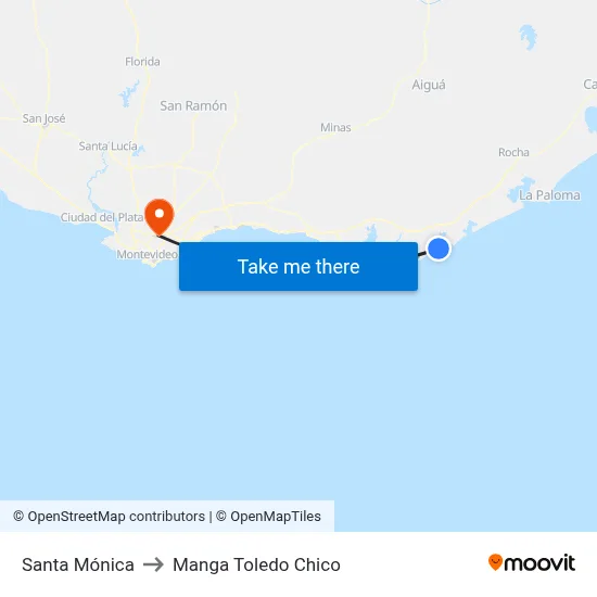 Santa Mónica to Manga Toledo Chico map
