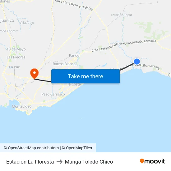Estación La Floresta to Manga Toledo Chico map