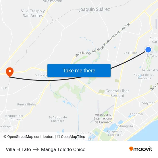 Villa El Tato to Manga Toledo Chico map